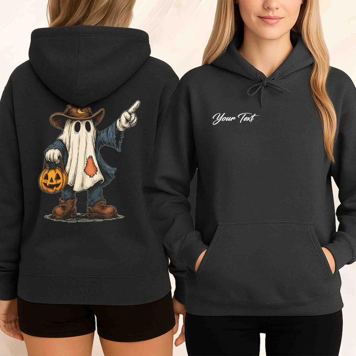 Retro Cowboy Ghost Halloween Shirt Western Adult Hoodie S-5XL