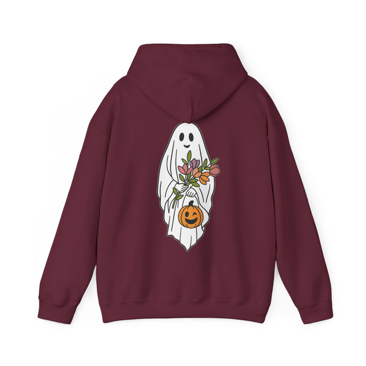 Floral Ghost Halloween Shirt Cute Spooky Fall Adult Hoodie S-5XL