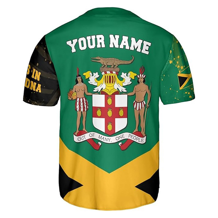 Personalized Name Jamaica Flag It's In My DNA Baseball Jersey S-5XL