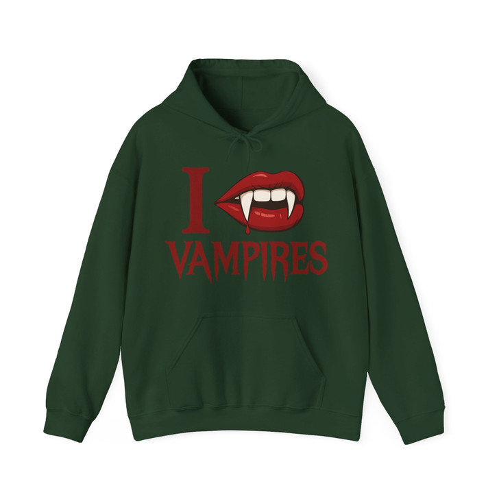 I Love Vampires Shirt Gothic Fang Lips Hoodie S-5XL