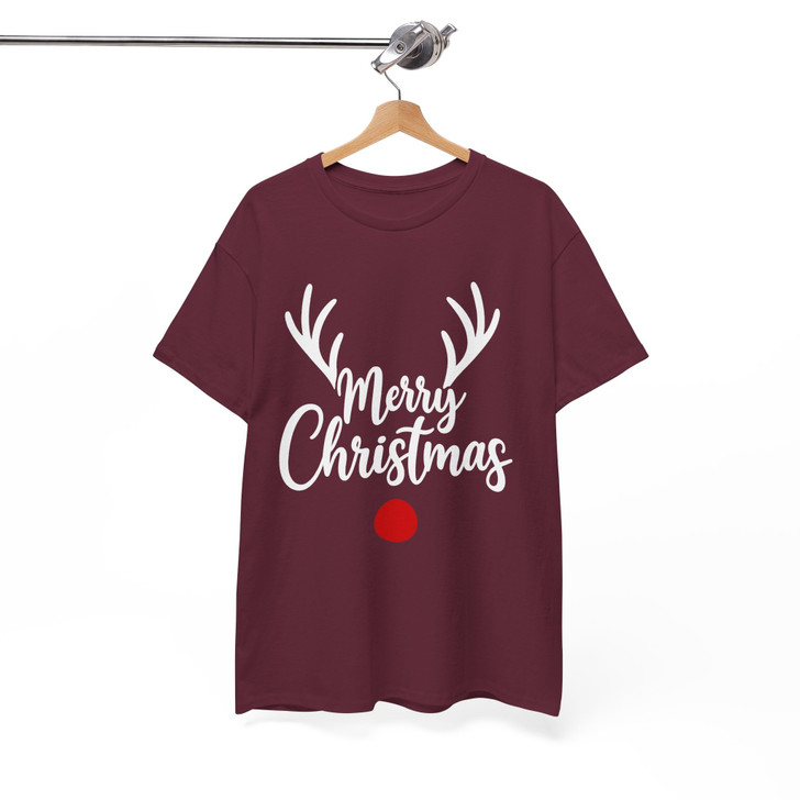 Merry Christmas Reindeer Antlers Minimalist Funny Xmas Gift T-shirt S-5XL