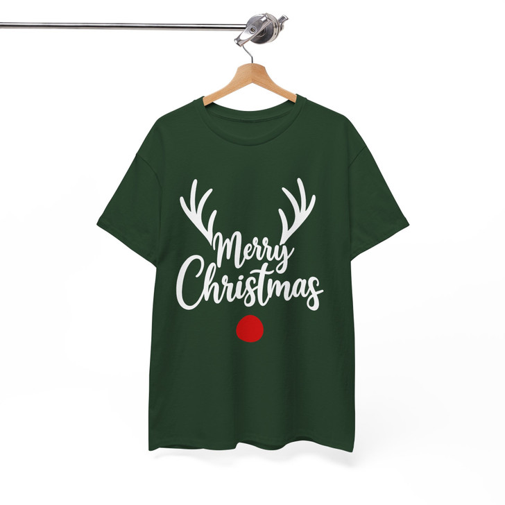 Merry Christmas Reindeer Antlers Minimalist Funny Xmas Gift T-shirt S-5XL