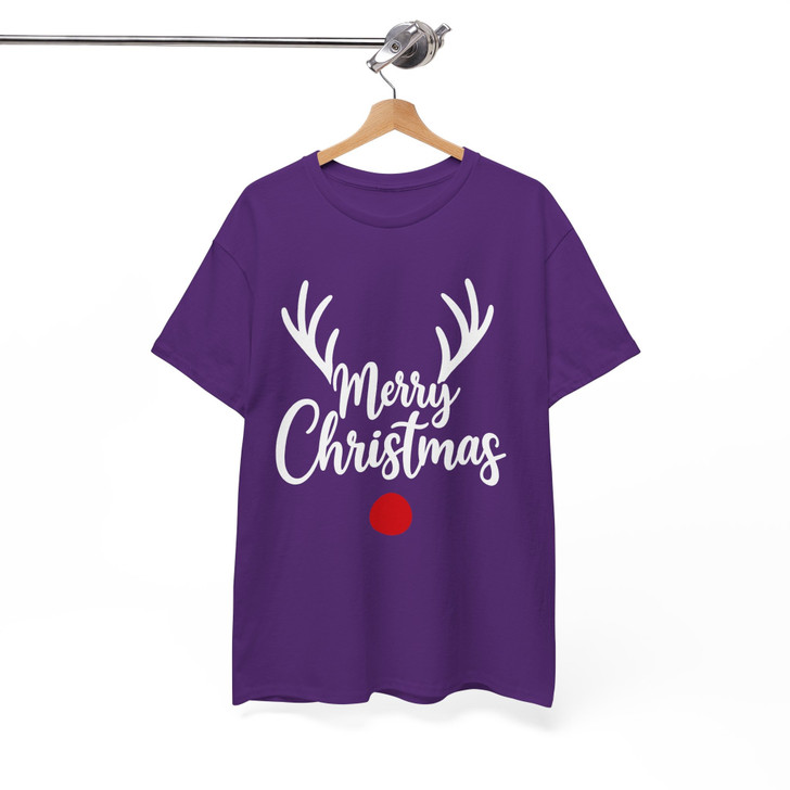 Merry Christmas Reindeer Antlers Minimalist Funny Xmas Gift T-shirt S-5XL