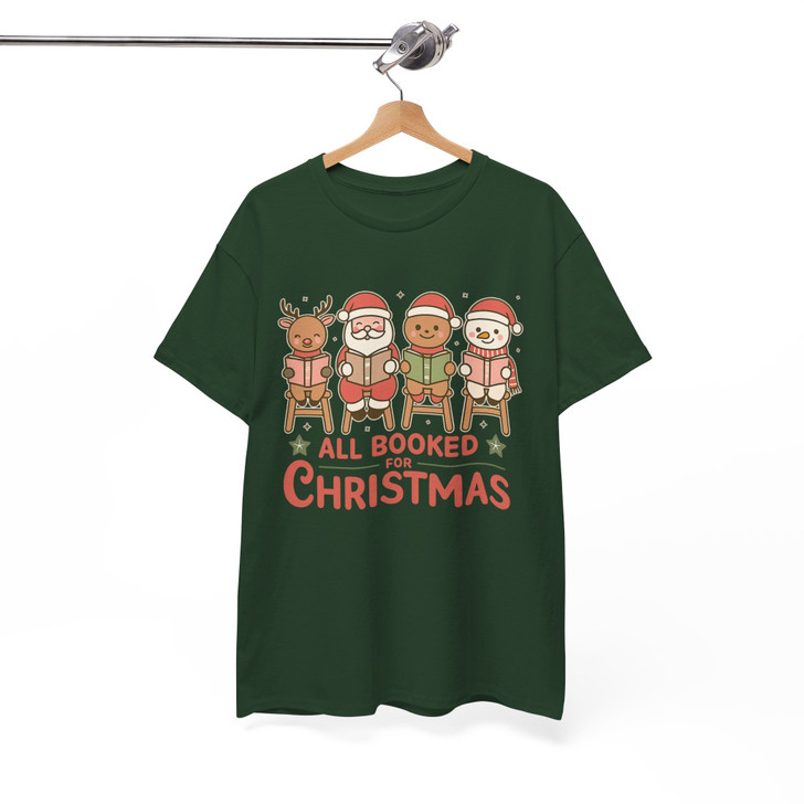 All Booked For Christmas Shirt, Cute Reading Santa Xmas Tee, Book Lover Christmas Shirt, Holiday Reading Shirt, Unisex Gift
