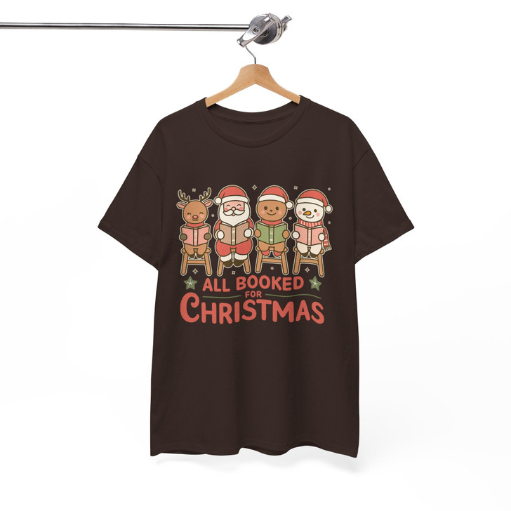 All Booked For Christmas Shirt, Cute Reading Santa Xmas Tee, Book Lover Christmas Shirt, Holiday Reading Shirt, Unisex Gift