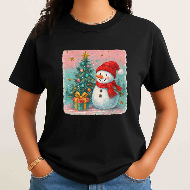 Cute Snowman Christmas Sweatshirt Watercolor Winter Holiday Unisex Gift