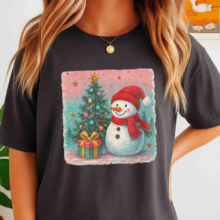 Cute Snowman Christmas Sweatshirt Watercolor Winter Holiday Unisex Gift