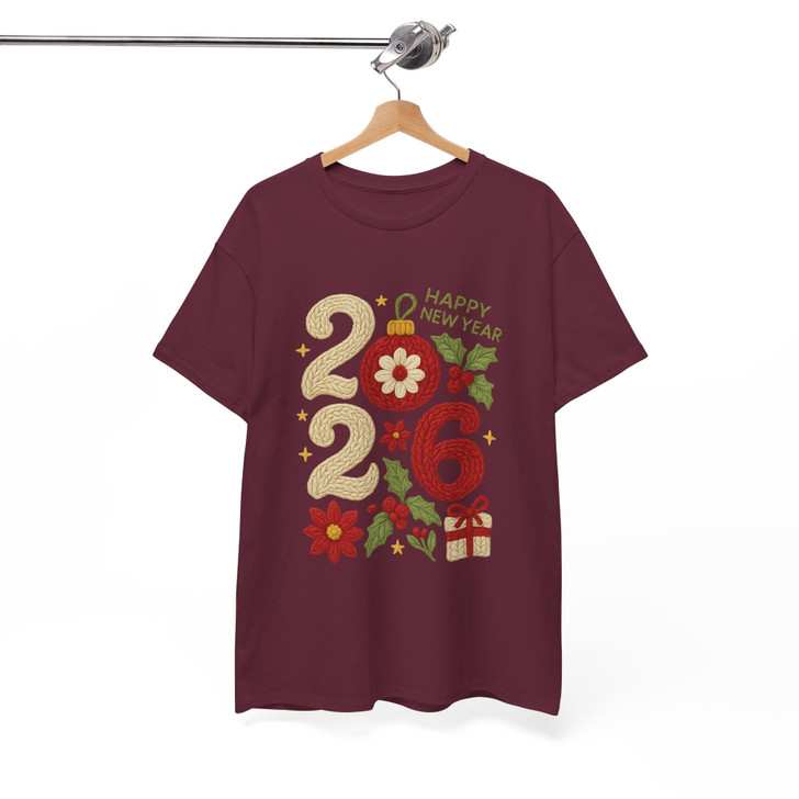 Happy New Year 2026 Christmas Ornament T Shirt, Festive Holiday Graphic Tee, Cozy Winter Unisex T-Shirt S-5XL