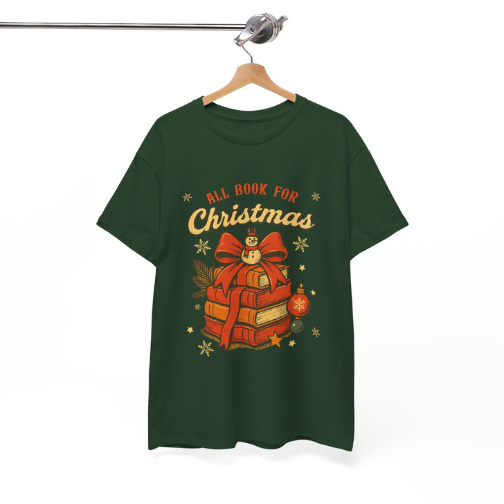 All Book For Christmas T Shirt, Book Lover Christmas Graphic Tee, Cozy Holiday Unisex T-Shirt S-5XL