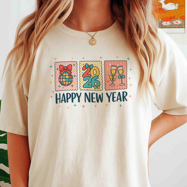 Happy New Year 2026 Shirt, Cute Icon New Year Tee, Disco Ball Champagne Celebration T-Shirt S-5XL