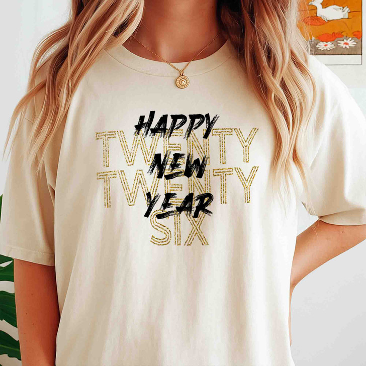 Happy Twenty Twenty Six Shirt, New Year 2026 Typography Tee, Modern NYE Minimal T-Shirt S-5XL