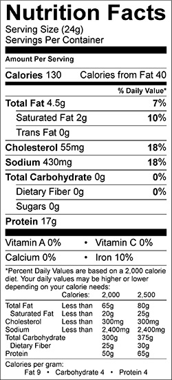 Legacy Freeze-Dried Dice Beef Nutrition Info