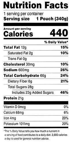 Heater Meals EX - Zesty BBQ Sauce & Potatoes with Beef Nutrition Label