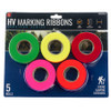 5 Piece Flagging Tape Trail Marking Ribbon Neon Colors 200 Ft x 1" Rolls