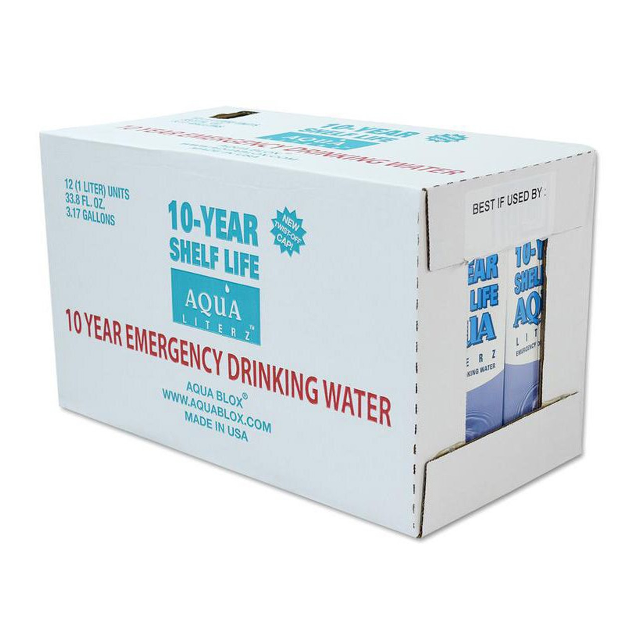 10-Year Aqua Literz Emergency Drinking Water 33.8 oz Case-12