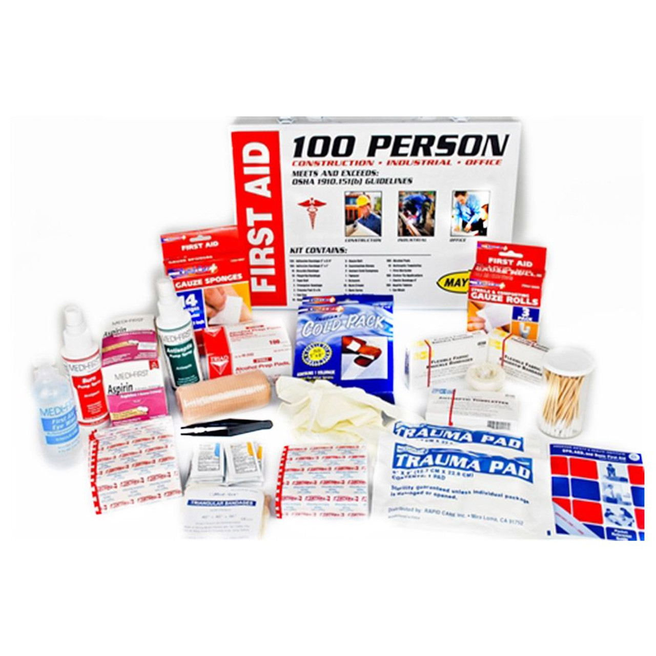 100 Person OSHA First Aid Kit in Metal Cabinet - First Aid Kits