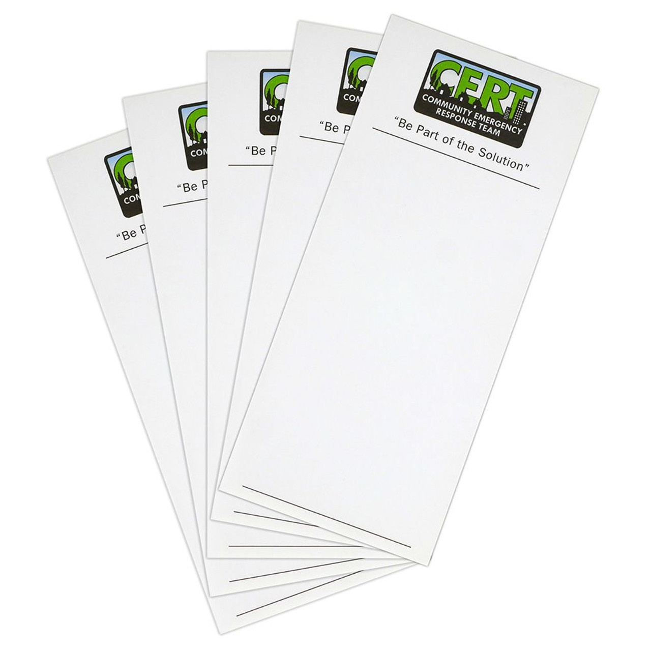 Pack of 5 CERT Note Pads with Logo - 25 Sheets Each - 3.75 x 8.5 - CERT  Kits Supplies