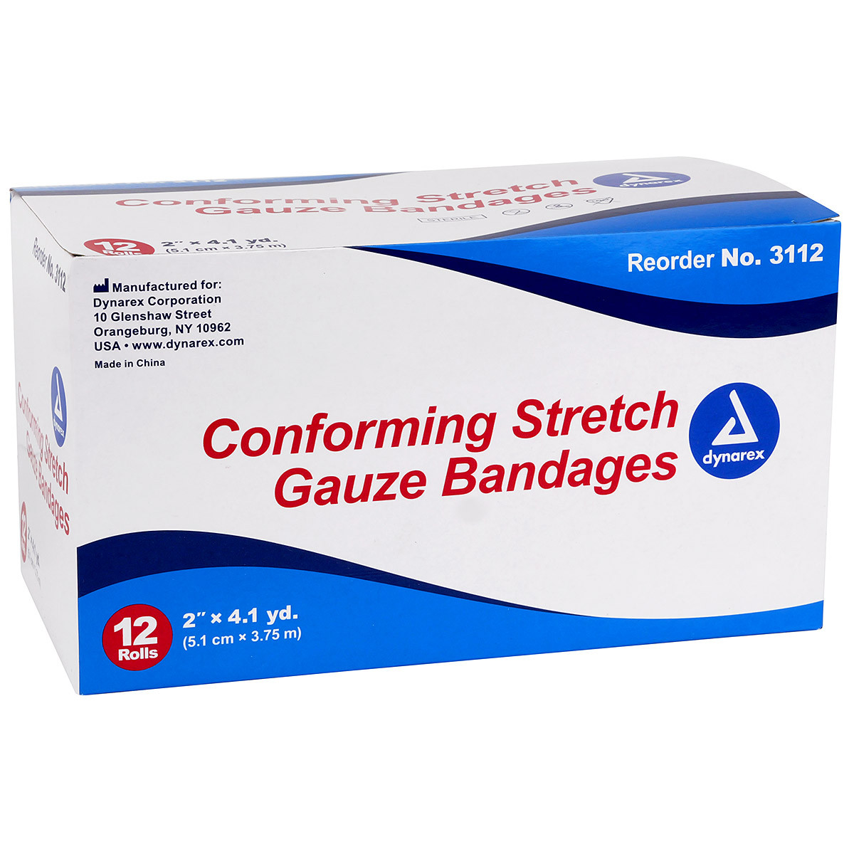 Dynarex 3112 Sterile Gauze Rolls 2'' x 4.1 yds. - 12 Pack - First