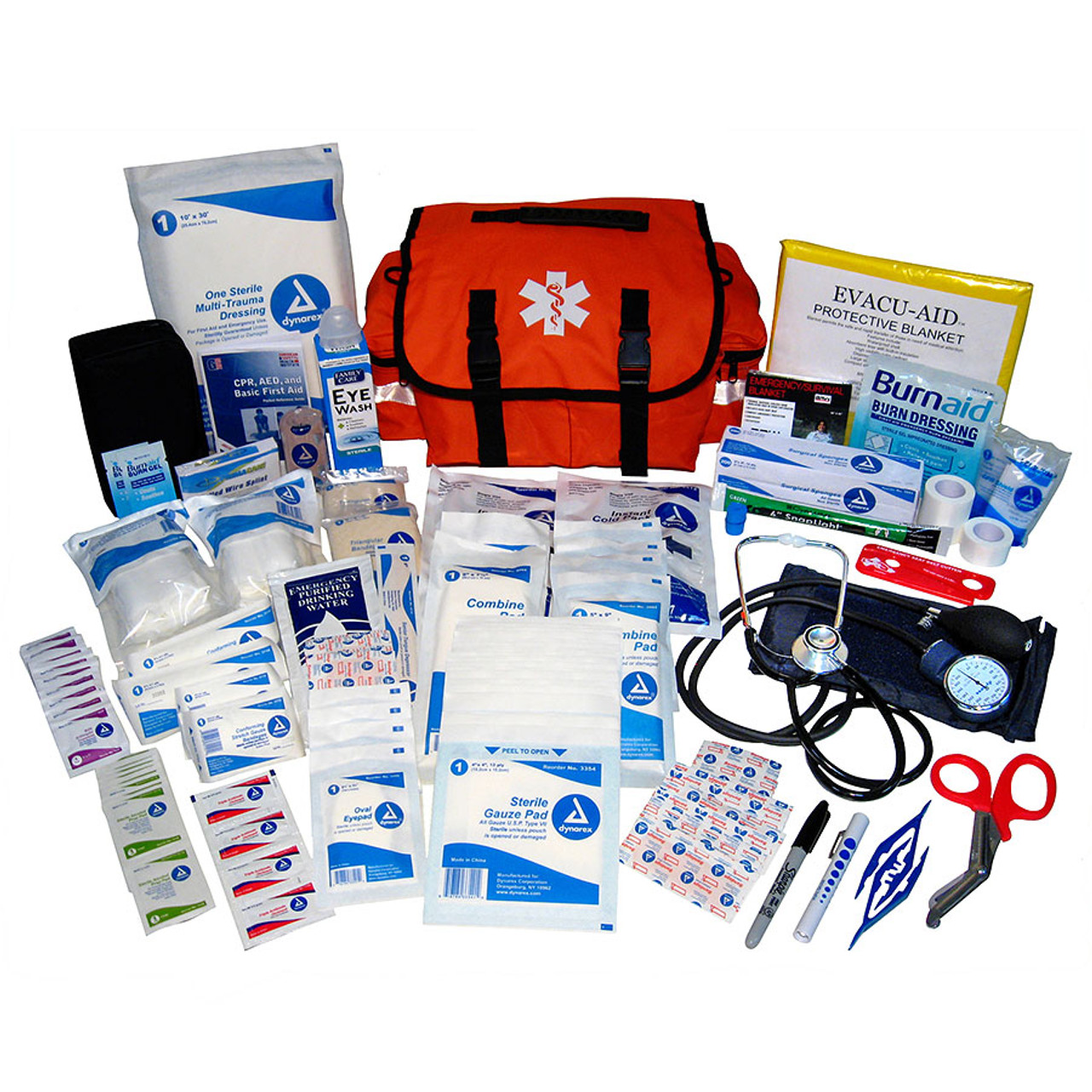 EMT Style First Responder Medical Kit - 374 Pieces - Orange Bag - Medical  Trauma Kits