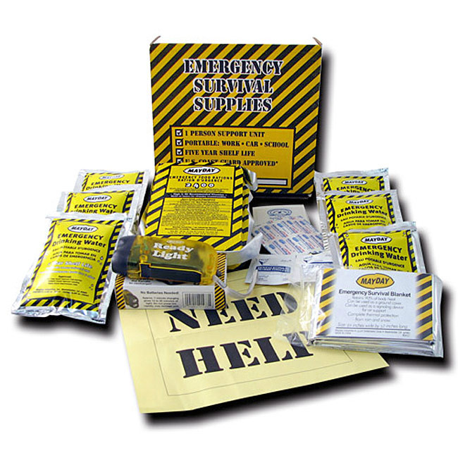 Mayday Basic 3-Day Survival Kit with Flashlight First Aid - Case