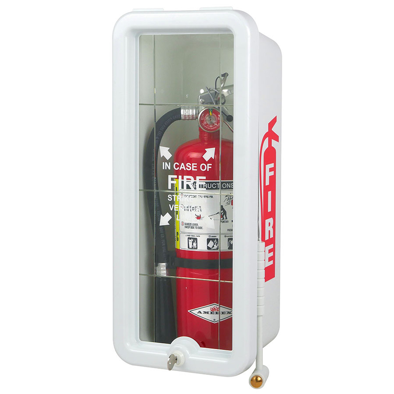 5 lb FireTech Fire Extinguisher Cabinet - Surface Mount - Pkg-6 - Red or  White