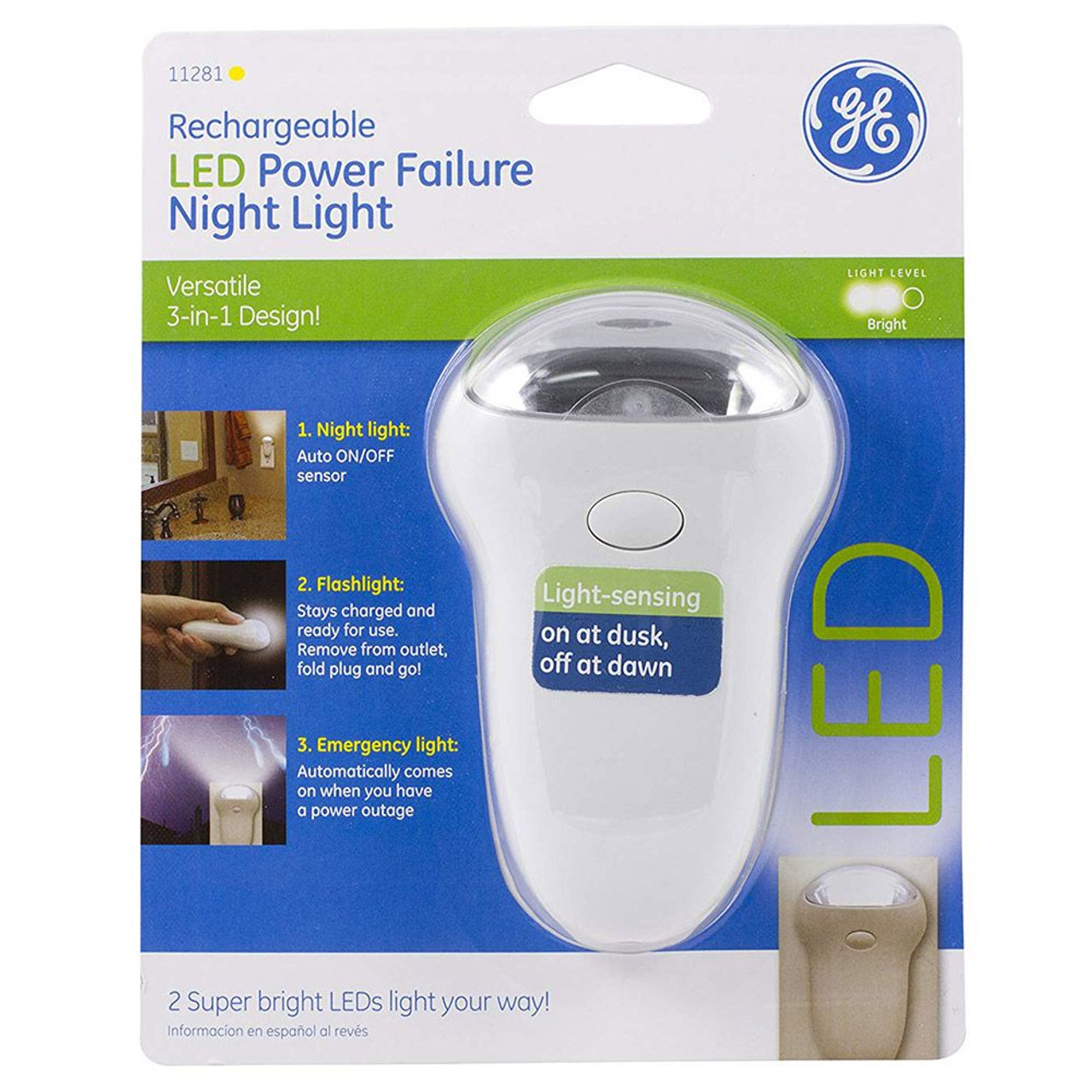 4-In-1 Rechargeable Power Failure LED Night Light (3-Pack)