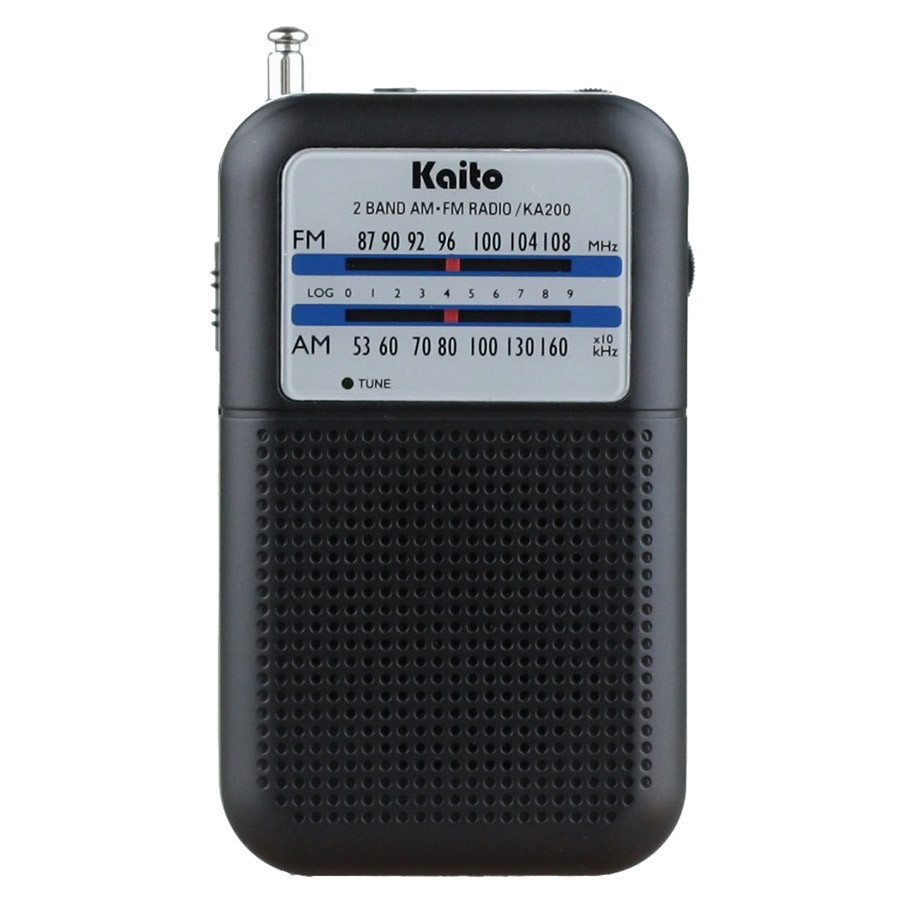Kaito KA200 AM/FM Pocket Radio - Black - Emergency Radios Walkie