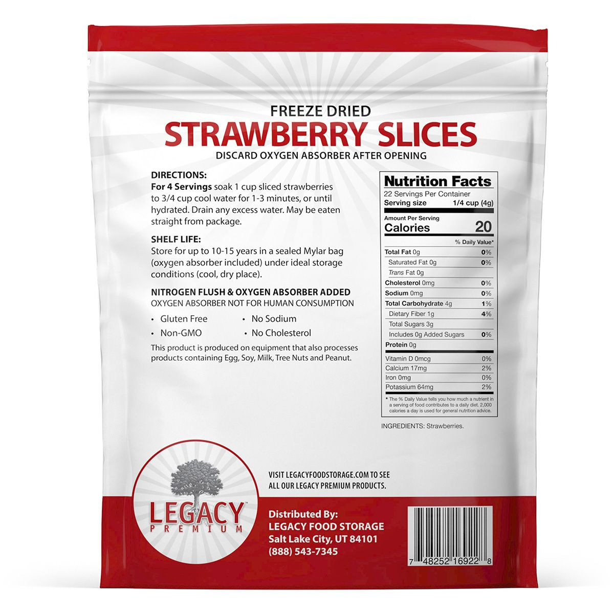 Legacy 22 Serving Freeze Dried Strawberries - 6 Pack - Legacy