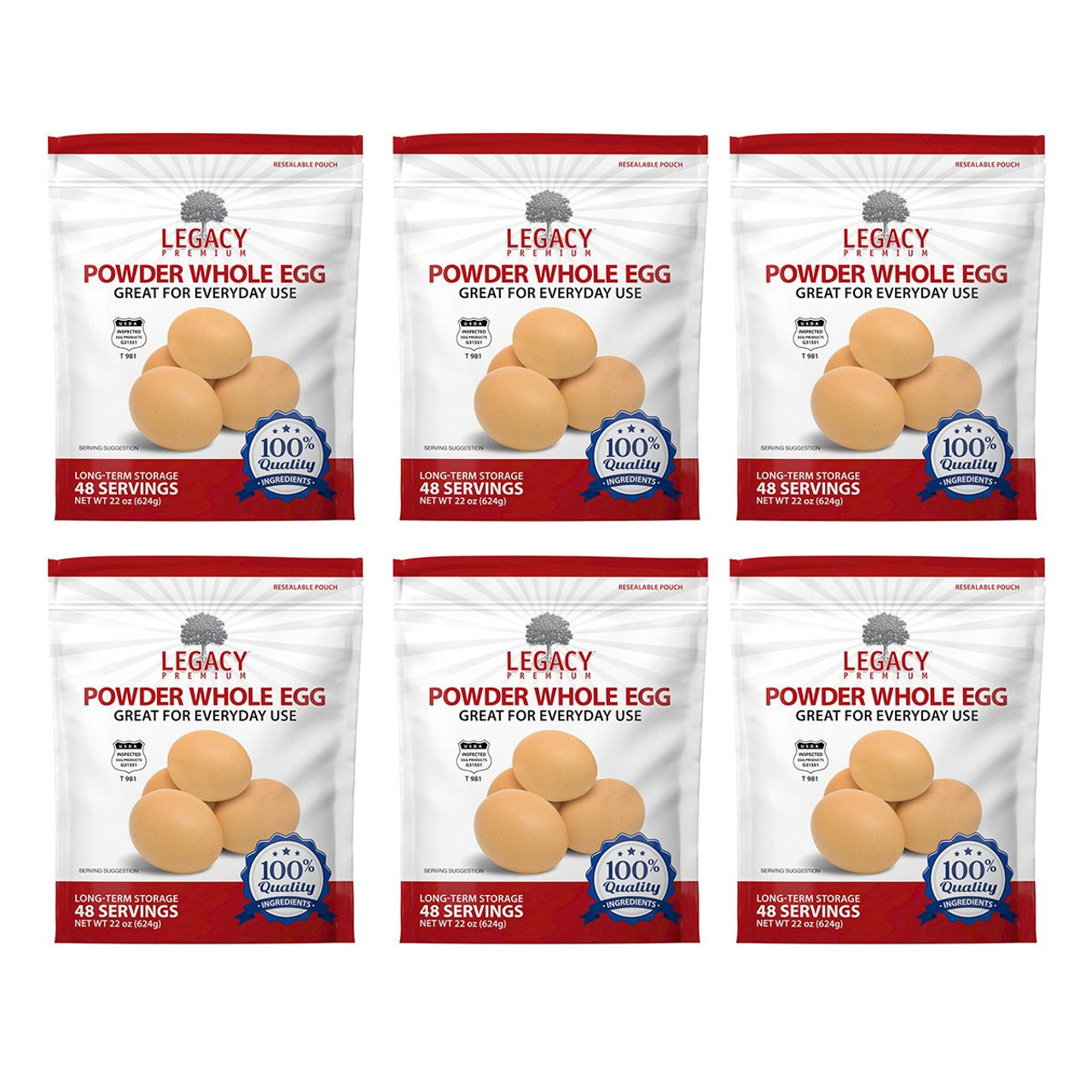 48 Whole Powdered Eggs Pouch - 6 Pack - Legacy Emergency