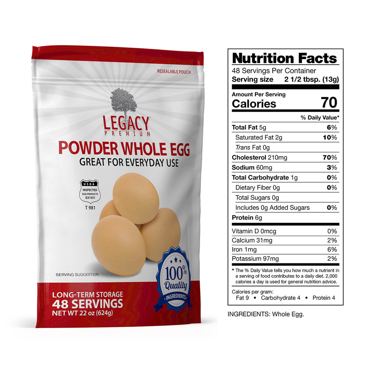 48 Whole Powdered Eggs Pouch - 6 pack