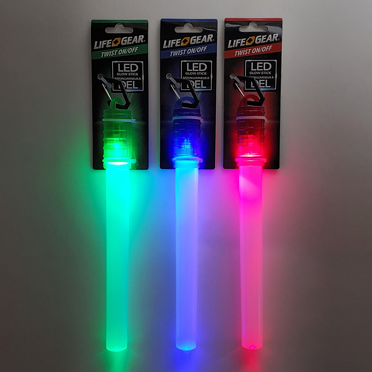 Pack of 3 LifeGear LED Reusable Glow Sticks - Red, Green Blue - Emergency  Candles and Glow Sticks