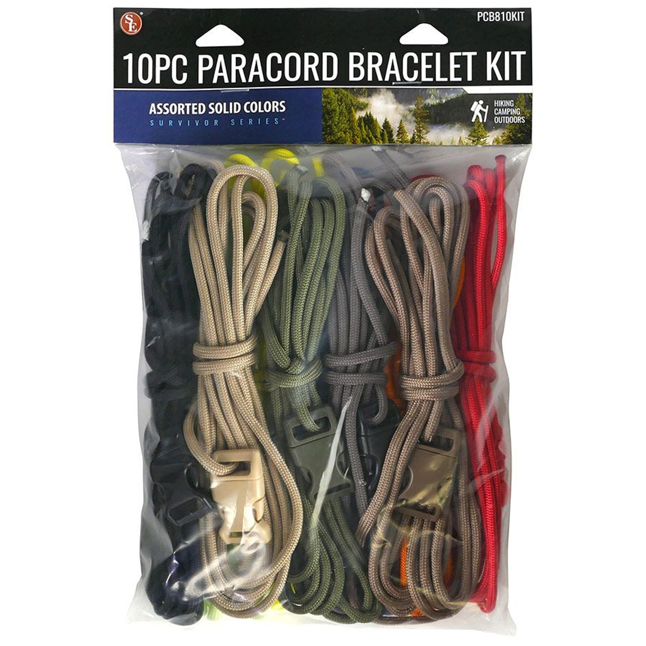 10 Piece Paracord Bracelet Kit - Assorted Colors - Camping Tools Supplies
