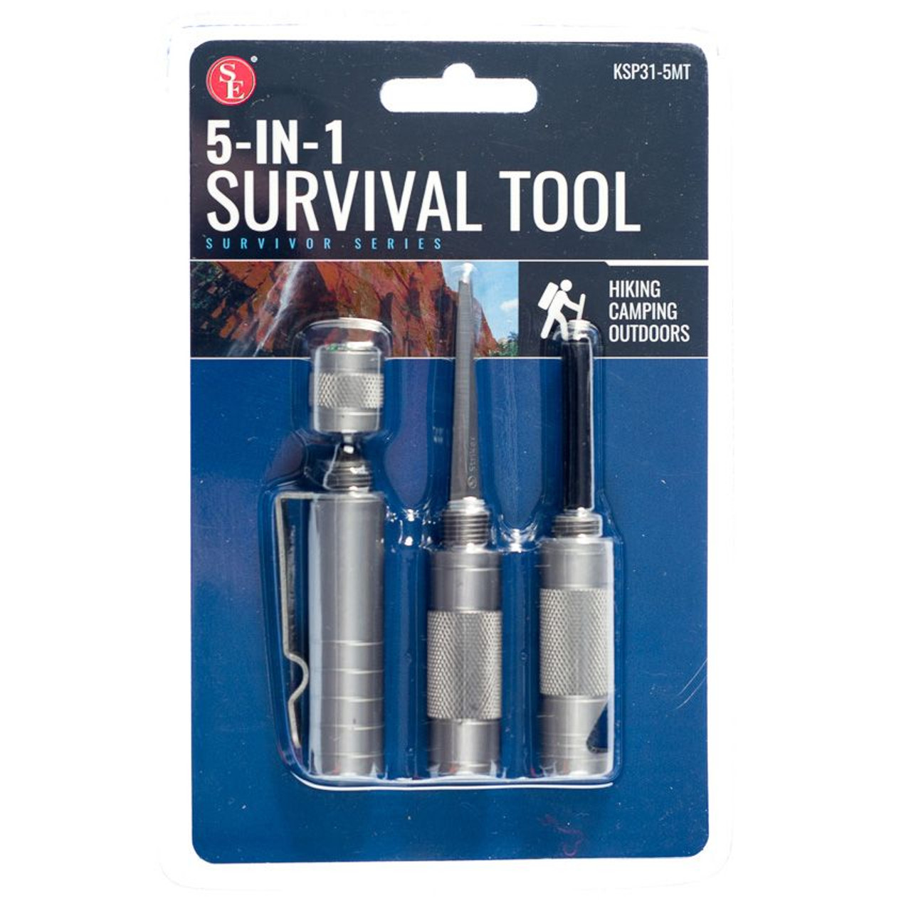 5-1 Compact Survival tool, Compass, Punch, Striker, Flint, Whistle - Camping  Tools Supplies