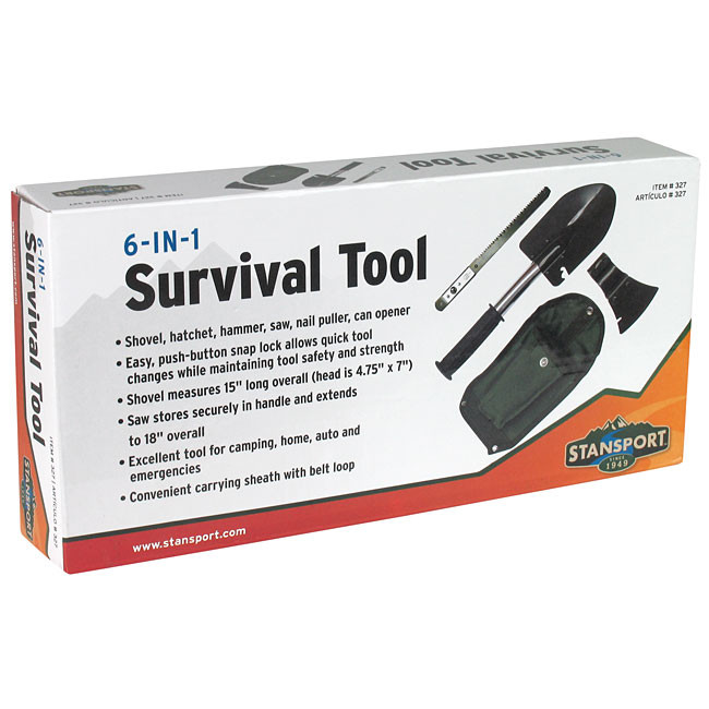 Stansport 6-In-1 Survival Tool Shovel - Camping Tools Supplies