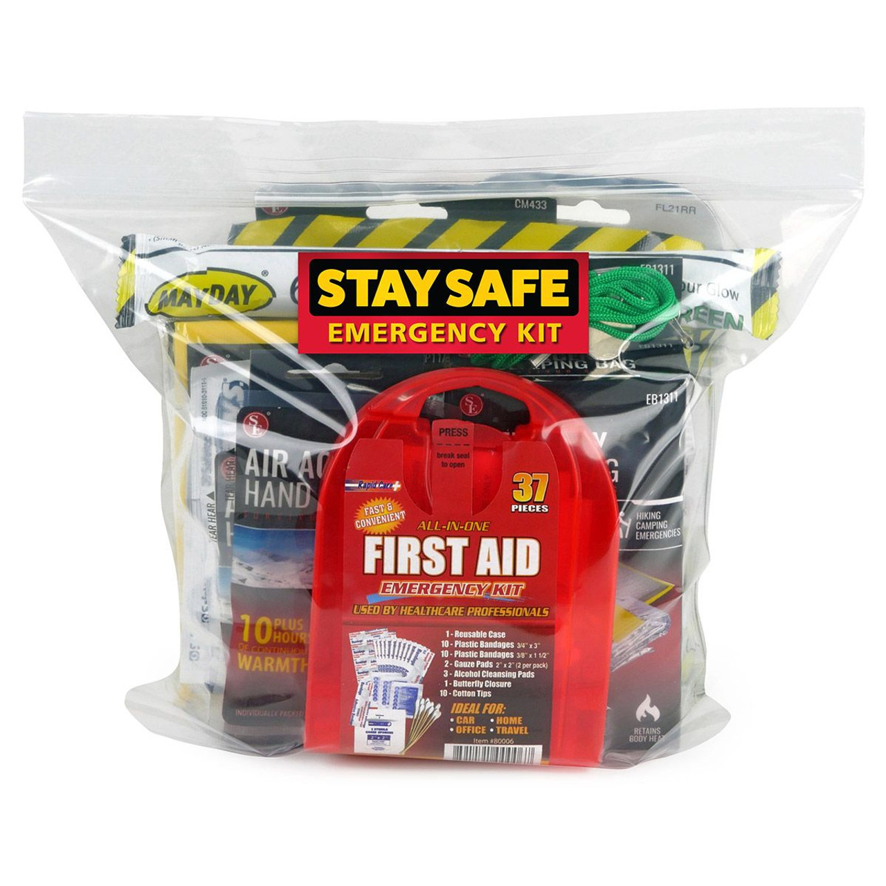 STAY SAFE Homeless Care Emergency Survival Kit with Food Water - 19 piece -  Office Emergency Kits