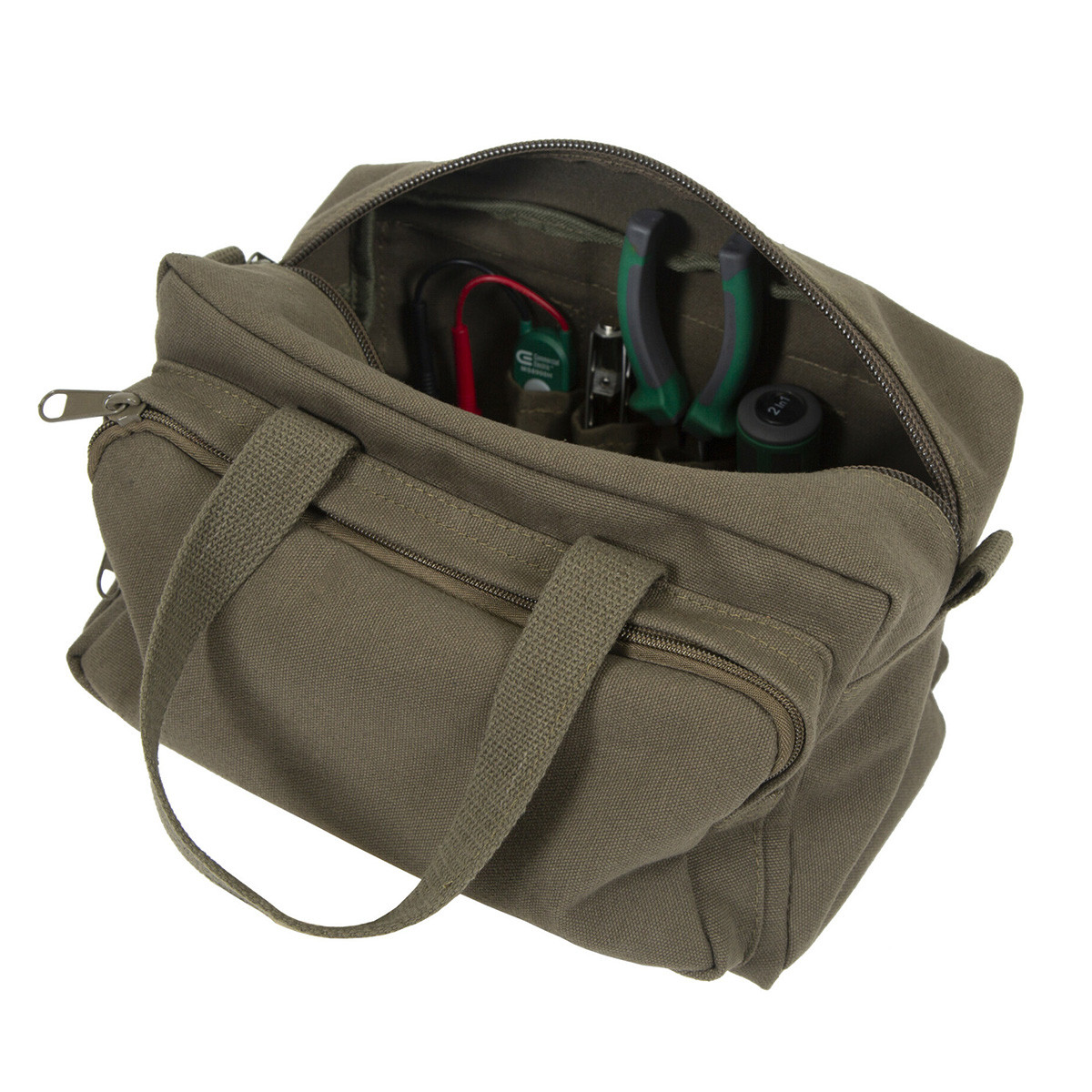 Wide Mouth Tool Bag, Canvas Tool Bag, Heavy Duty Tool Storage Bag, Large Capacity Tool Tote Bag for Electricians, Power