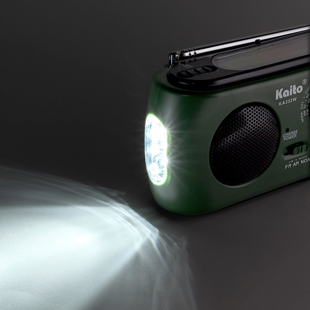 Green Kaito KA332W Dynamo Solar Powered Weather Radio with