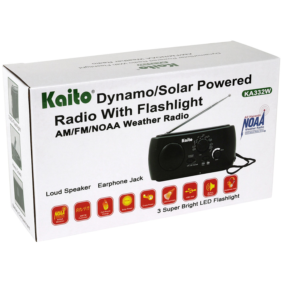 Green Kaito KA332W Dynamo Solar Powered Weather Radio with