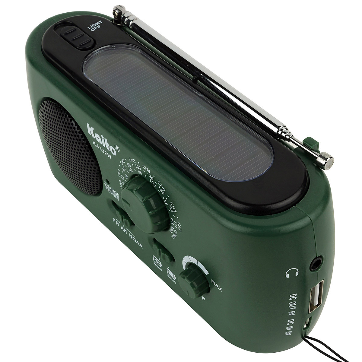 Green Kaito KA332W Dynamo Solar Powered Weather Radio with