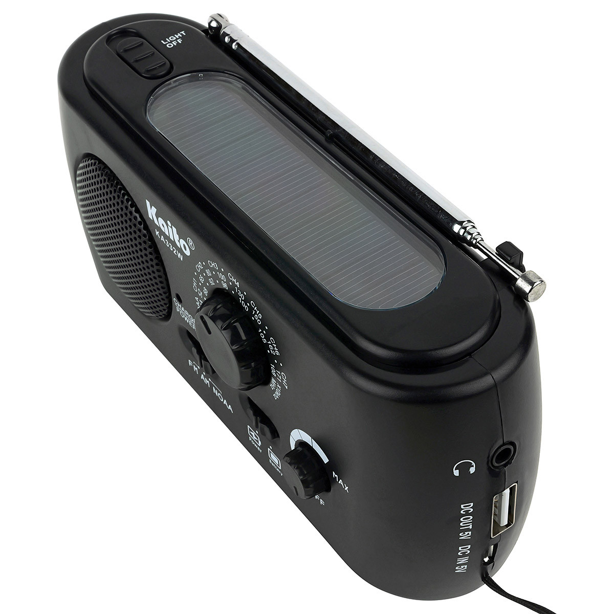 Black Kaito KA332W Dynamo Solar Powered Weather Radio with