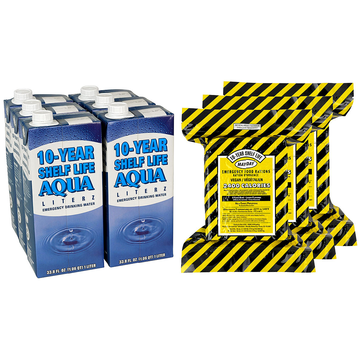 10 Year Vegan Emergency Food and Water Kit for 3-Day Survival