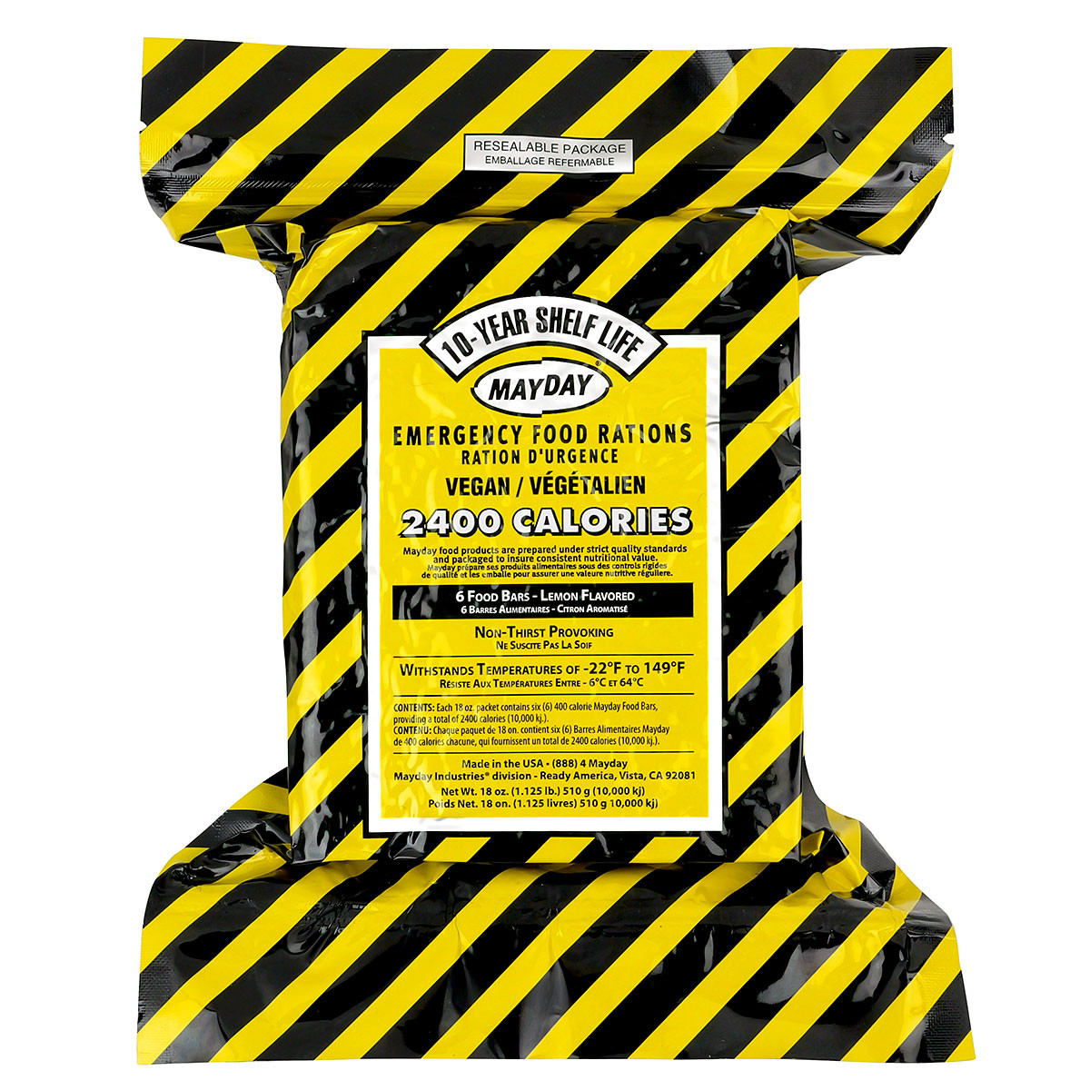 10 Year Vegan Emergency Food and Water Kit for 3-Day Survival