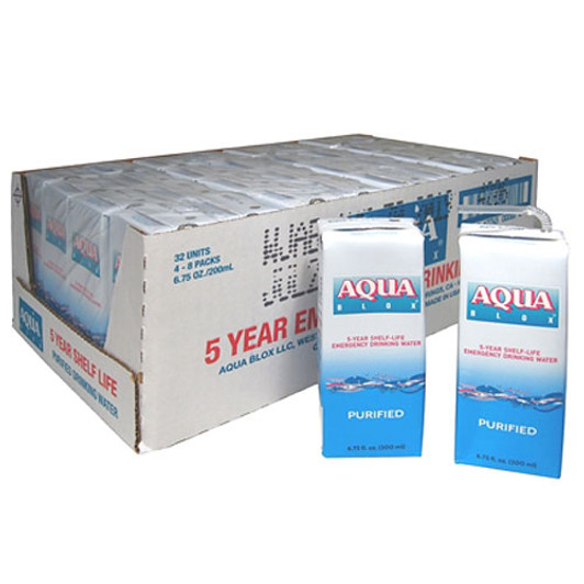 Aqua Blox Emergency Drinking Water 6.75 oz Case of 32 -5 Year Shelf Life