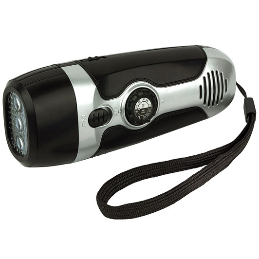 LifeGear Stormproof Crank Radio Flashlight with USB Quick Charge