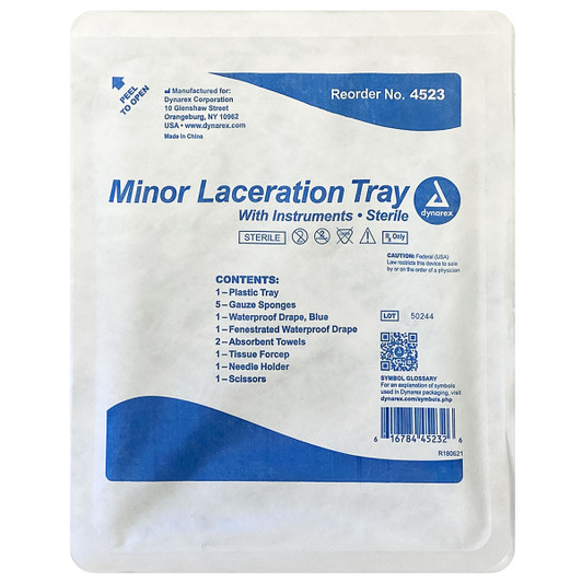 Dynarex Minor Laceration Tray with Instruments 4523