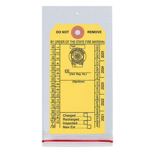 Pack of 25 Resealable Extinguisher Tag Cover, 6 3/4" x 3 3/8" - 10 mil Satin
