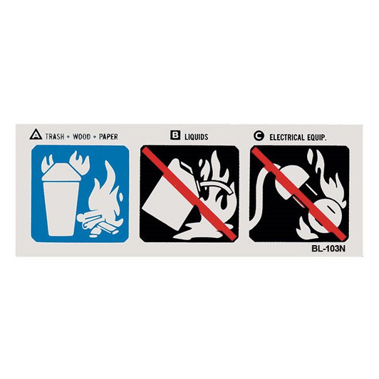 Fire Extinguisher Classification Label  "A" Pictorial 4 1/2" x 1 3/4"