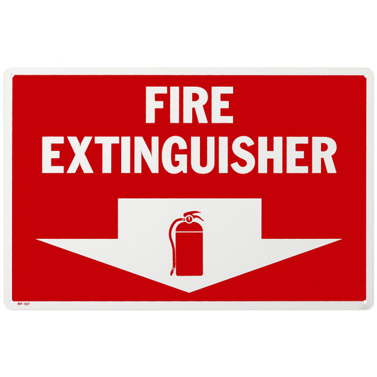 Rigid Plastic Fire Extinguisher Arrow Sign - 12" x 8"