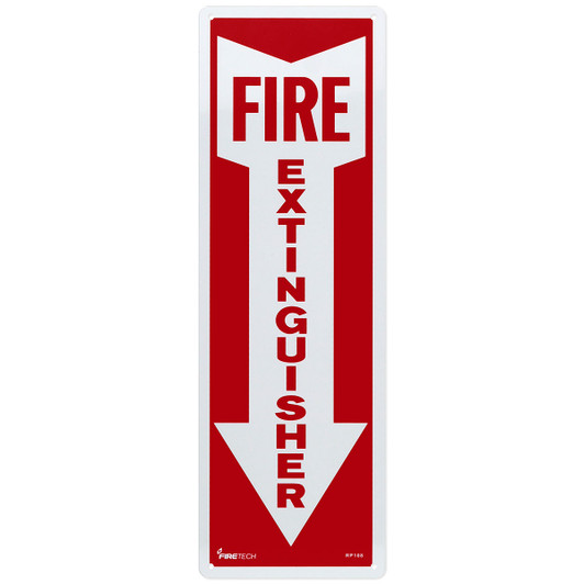 Rigid Plastic Fire Extinguisher Arrow Sign - 4" x 12"