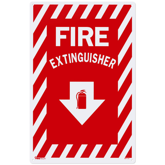 Rigid Plastic Fire Extinguisher Arrow Sign - 8" x 12"